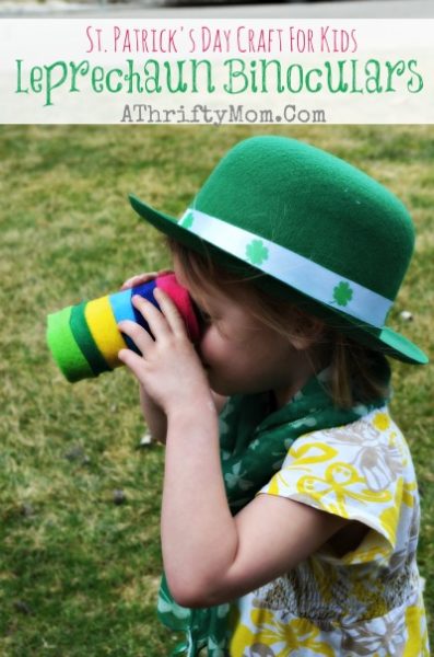 St Patricks Day Crafts For Kids, Leprechaun Trap Binoculars this is a low cost, easy DIY craft project for kids, great for preschool