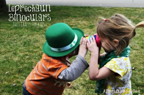St Patricks Day Crafts For Kids, Leprechaun Trap Binoculars this is a low cost, easy DIY craft project for kids, great for preschool