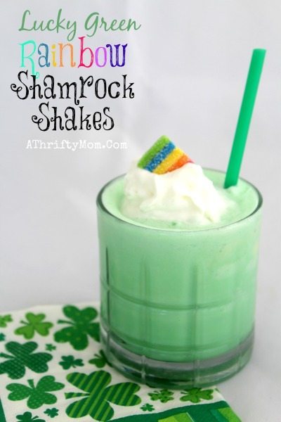 St Patricks Day FOOD recipes and treat ideas, Lukcy Green Shamrock  Rainbow Shake, Party Recipe Ideas for Kids