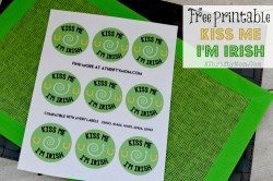 St Patricks Day FREE PRINTABLE stickers, Kiss Me I Am Irish, St Patty's Day DIY, Don't Get Pintched and wear your GREEN