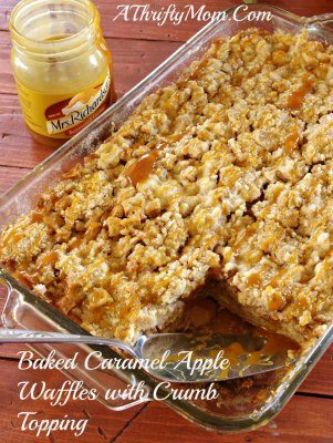 Baked Caramel Apple Waffles with Crumb Topping Recipe