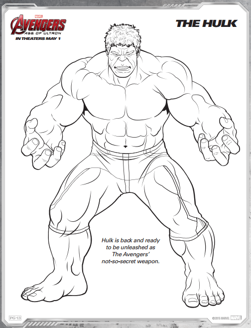 Hulk Avengers Age of Ultron Free Printable Coloring Pages