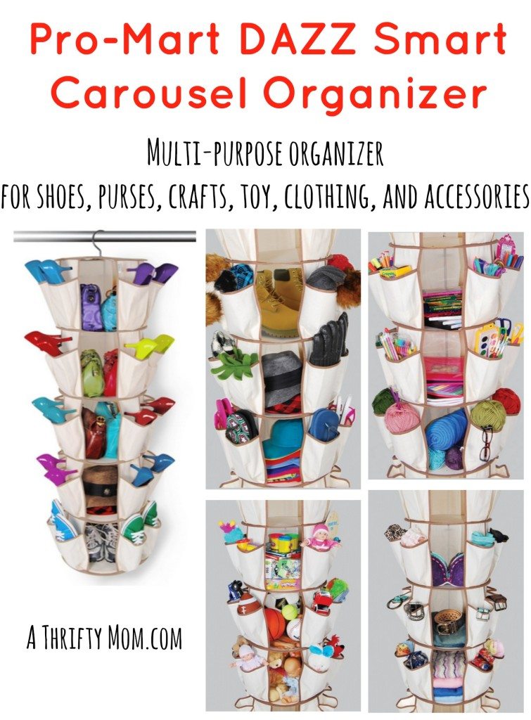 Pro-Mart DAZZ Smart Carousel Organizer - Multi-purpose organizer for shoes, purses, crafts, toys, clothing, accessories - A Thrifty Mom
