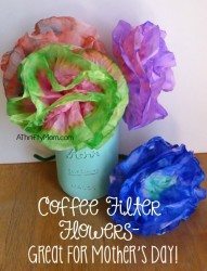 coffee filter flowers, mothers day gift idea, mothers day craft idea, thrifty gift idea, diy flowers, paper flowers, kids craft, thrifty craft ideas