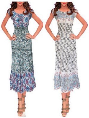 Super cute printed Maxi dress with Smocked Waist and Below Knee