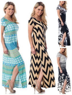 Women's Short Sleeve Floor Length Maxi Dress