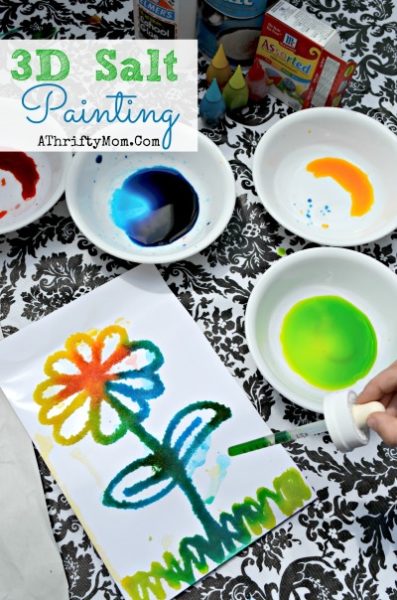 kids craft projects, 3d Salt Painting, perfect for kids of all ages preschool up to teens, Low cost art and craft projects