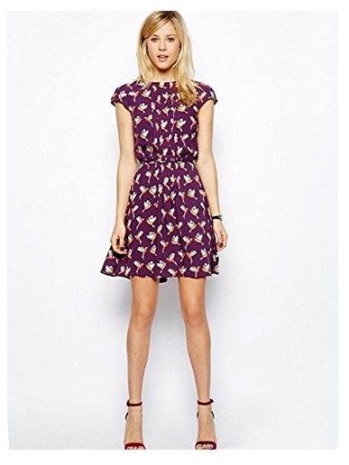 retro purple dress with birds, retro dress, summer dress. tunic dress. light dress