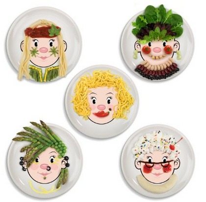Fred and Friends MS food face plates, play with your food, plates for kids, make meal time fun