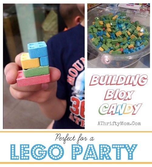 Lego party ideas, BUILDING Blox CANDY candy that you can snap together like legos, easy gifts or treat bags for kids