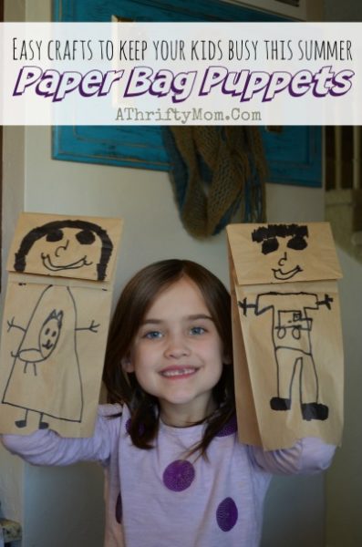 Paper bag puppets, easy craft ideas to keep you kids busy this summer, DIY crafts for kids