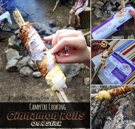 camping menu recipe ideas, cinnamon rolls on a stick, pretty amazing, camping hacks, dessert ideas for outdoor cooking