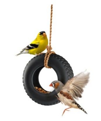 Unique tire swing bird feeder! So fun