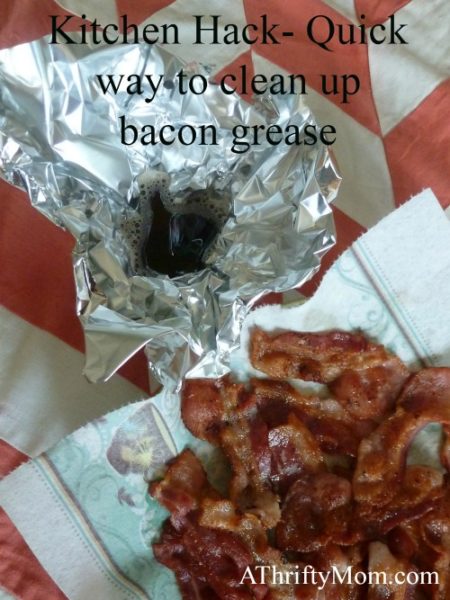kitchen hack, quick way to clean up bacon grease, life hack, kitchen hack, cleaning up bacon grease, quick clean up, easy clean up, tin foil, clean in a snap