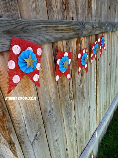 patriotic burlap banner, perfect for the 4th of July, banner, patriotic, 4th of July, craft, thrifty craft