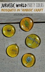 Jurassic World Party ideas, Jurassic Park mosquito in amber craft, fun dinosaur project for kids, popular party ideas