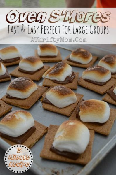 Oven S'mores, EASY camping recipe made right in your kitchen. Fast and easy and SO GOOD, perfect for a big group and less mess, Popular dessert ideas for summer