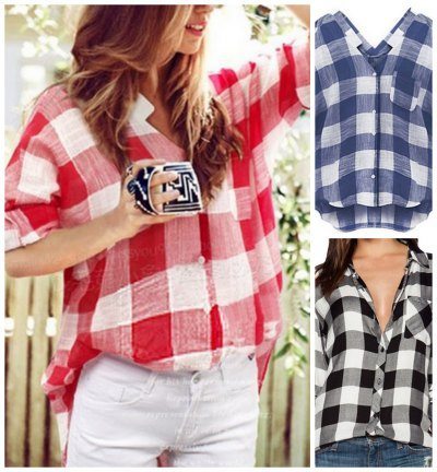 country style plaid shirt top