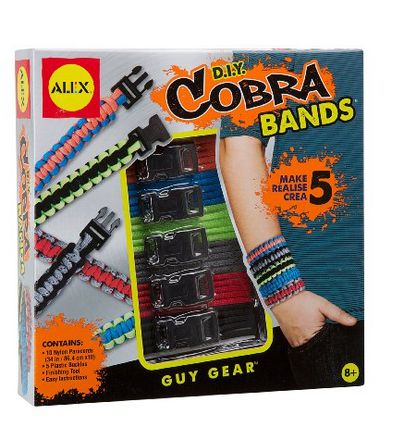 guy gear, make your own bracelt, cobra bracelet. alex toys. craft, boredom buster. craft time. thrifty gift idea. crafts for boys and girls