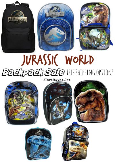 jurassic world, jurassic park dinosaur  backpack and lunch box for school with free shipping, online deals for back to school shopping,