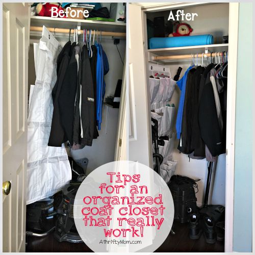 tips for an organized coat closet that really work. hide the wires. organization. tips, before. life hacks. home tips. organize your home. love your home