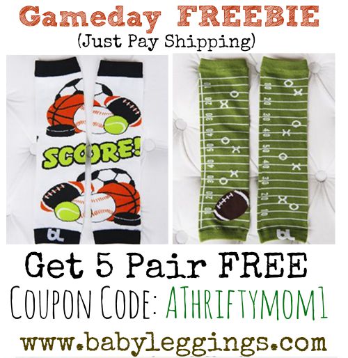 FREE Baby Leggings FOOTBALL THEME at BabyLeggings.com with coupon code ATHRIFTYMOM1, just pay shipping. WOW such a great deal
