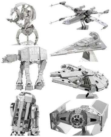 Star Wars 3D metal models of all kinds of famous ships, droids and