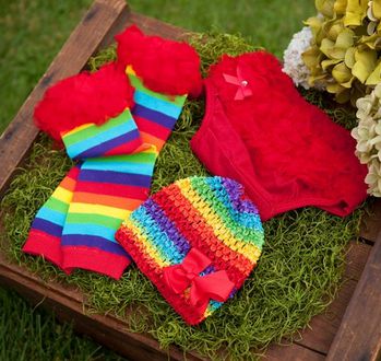 rainbow baby bloomers, hat and leg warmers, rainbow, baby, baby photo props, baby clothes, baby style