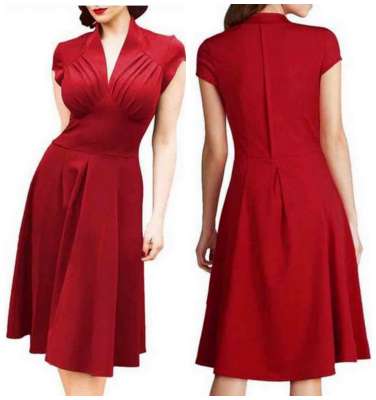 Vintage retro cap sleeve modest knee length dress – Size small to 2X