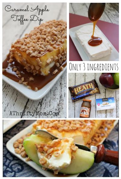 Caramel Apple Toffee Dip Recipe, SO EASY only 3 ingredients, Cream cheese apple dip recipe can be made in about 30 seconds flat, fall or Halloween party appetizers