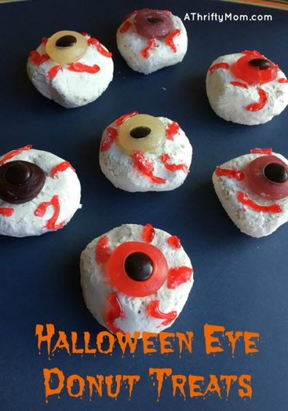 Halloween eye donut snacks, donuts, halloween, treats, snacks, halloween treats, thrifty treat ideas, thrifty Halloween ideas