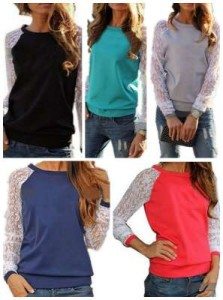 lace sleeve casual top