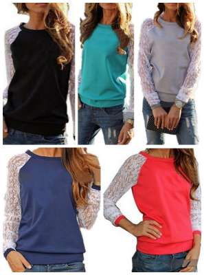 lace sleeve casual top