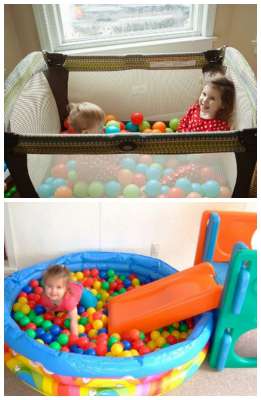 make a ball pit new use for old toys