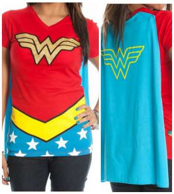 wonder woman shirt with cape costume