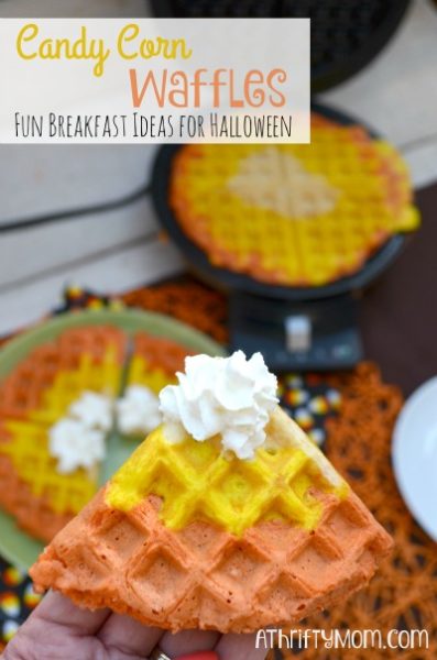 Halloween Breakfast recipes and ideas, Candy Corn Waffles are fast and easy healthy Halloween recipes that will make your kids smile