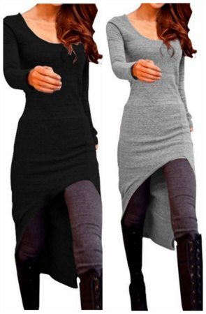 High Low dresses on sale – Long sleeve Scoop neck