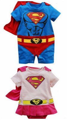 infant superman superwoman onesie with cape