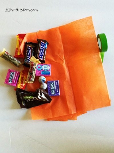 tissue paper pumpkin candy holders, tissue paper, pumpkin, fall, halloween, thanksgiving, craft, fall craft, halloween craft, craft for kids