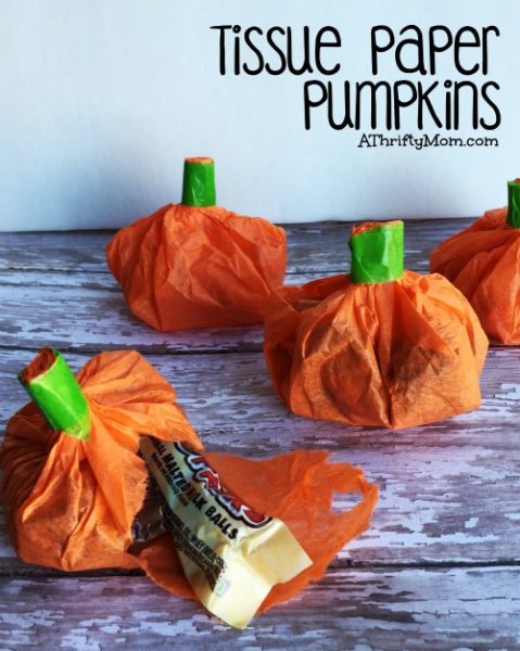 Easy Treats for Halloween or Thanksgiving ~ Tissue paper pumpkins, great party favors