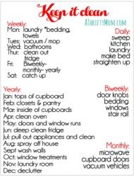 Cleaning schedule, keep it clean, organization ideas, organization for the home