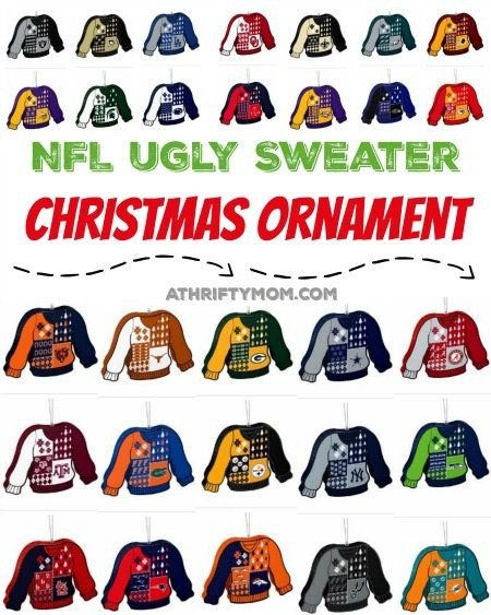 NFL  Ugly Sweater Christmas Ornament, football team gift ideas for the ultimate football fan