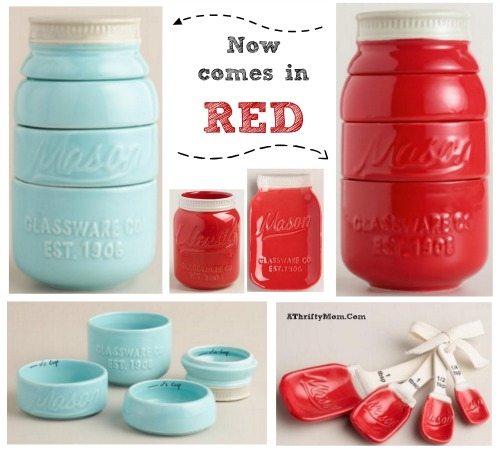 mason jar measuring cups now come in teal and red, kitchen decor and gift ideas for mom