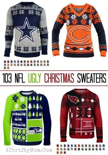 ugly Christmas sweater NFL sports teams, football ugly sweater gag gift perfect for the sports fan on your list