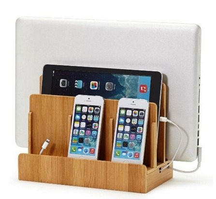 Bamboo multi-device charging station and dock