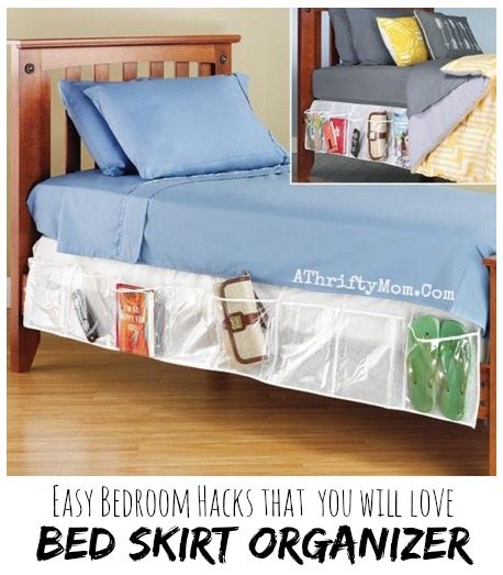 Bedroom organization hacks, bed skirt organizer, no more messy bed, easy organization tips for kids and adults