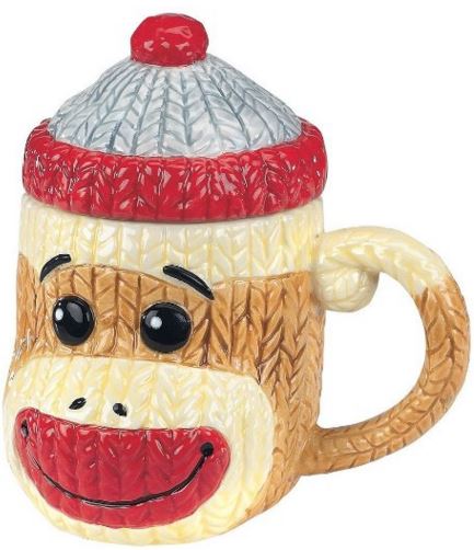 sock monkey ceramic mug