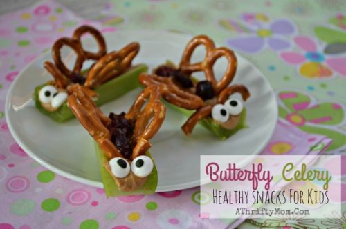 Butterfly Celery Snack Recipe, Healthy Recipes for kids, Funny lunch ideas, April Fools Jokes for kids