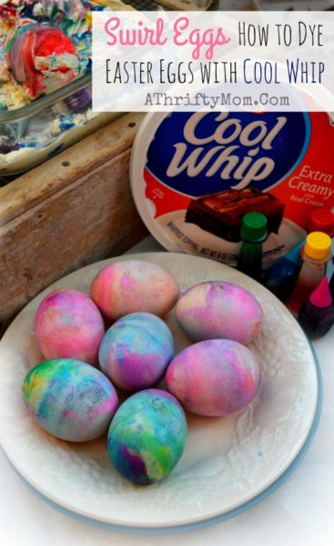 Fun ways to dye Easter Eggs, Swirl Eggs made with Cool Whip and food dye such a fun and easy way to make Easter fun for Kids and Adults . jpg
