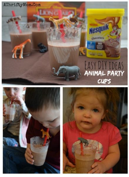 Kids party ideas, animal party theme ideas, easy party ideas for kids, ANIMAL PARTY CUPS for our Disneykids preschool party, low cost party ideas